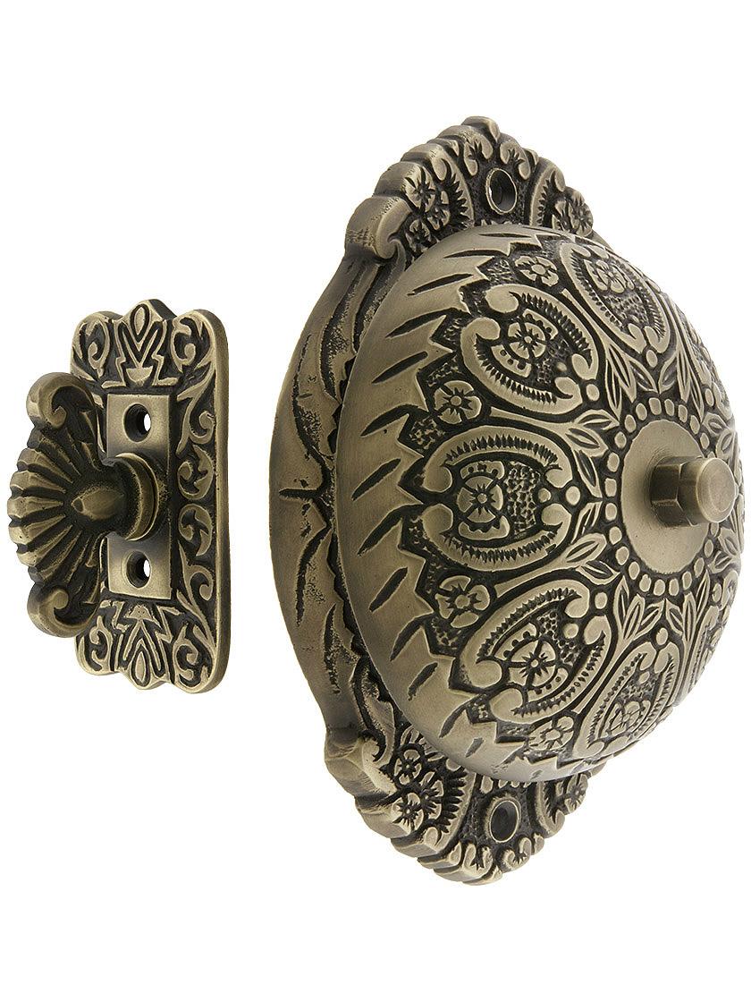Solid Brass Twist Door Bell With Floral Pattern